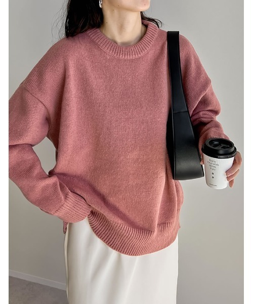 Re:EDIT（リエディ）の「クルーネックニットプルオーバー（ニット/セーター・レディース・ブラック/ベージュ/ピンク/イエロー/ブルー/アイボリー/グレー/チャコールグレー/パープル/ピンク系その他・MEDIUM/LARGE）」の10枚目の写真