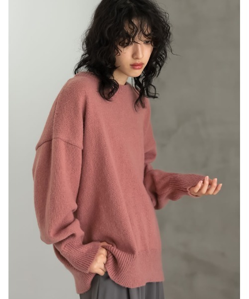 Re:EDIT（リエディ）の「クルーネックニットプルオーバー（ニット/セーター・レディース・ブラック/ベージュ/ピンク/イエロー/ブルー/アイボリー/グレー/チャコールグレー/パープル/ピンク系その他・MEDIUM/LARGE）」の21枚目の写真