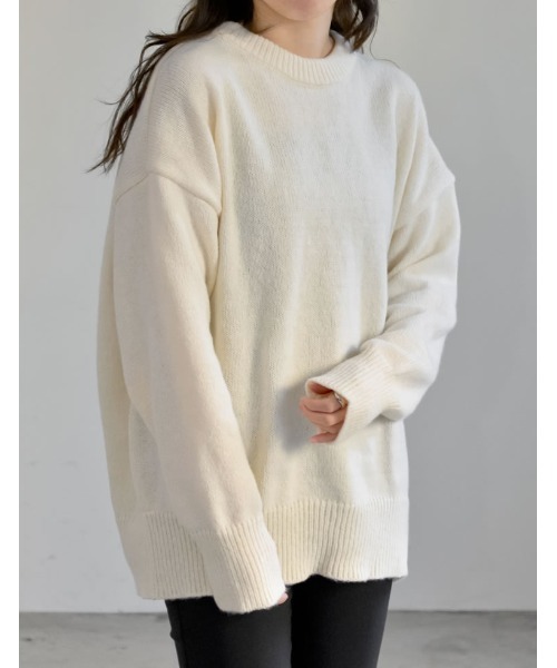 Re:EDIT（リエディ）の「クルーネックニットプルオーバー（ニット/セーター・レディース・ブラック/ベージュ/ピンク/イエロー/ブルー/アイボリー/グレー/チャコールグレー/パープル/ピンク系その他・MEDIUM/LARGE）」の11枚目の写真