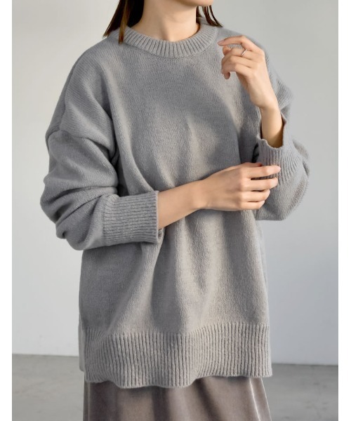 Re:EDIT（リエディ）の「クルーネックニットプルオーバー（ニット/セーター・レディース・ブラック/ベージュ/ピンク/イエロー/ブルー/アイボリー/グレー/チャコールグレー/パープル/ピンク系その他・MEDIUM/LARGE）」の19枚目の写真