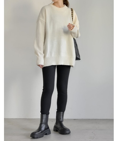 Re:EDIT（リエディ）の「クルーネックニットプルオーバー（ニット/セーター・レディース・ブラック/ベージュ/ピンク/イエロー/ブルー/アイボリー/グレー/チャコールグレー/パープル/ピンク系その他・MEDIUM/LARGE）」の13枚目の写真