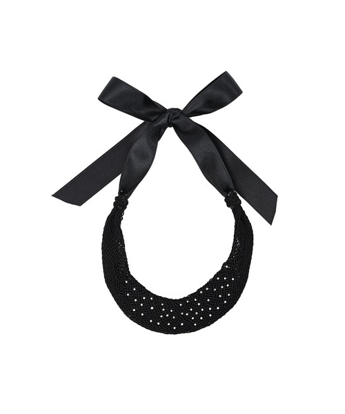 Narcissus（ナルシス）の「【Narcissus】パールリボンネックレス（ネックレス・レディース・ブラック・FREE）」の3枚目の写真