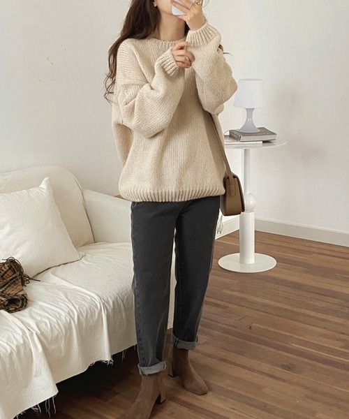 Girly Doll（ガーリードール）の「ニュアンスカラークルーネックニット（ニット/セーター・レディース・ベージュ/ピンク/ライトグリーン/ライトブルー/オレンジ/モカ・FREE）」の10枚目の写真