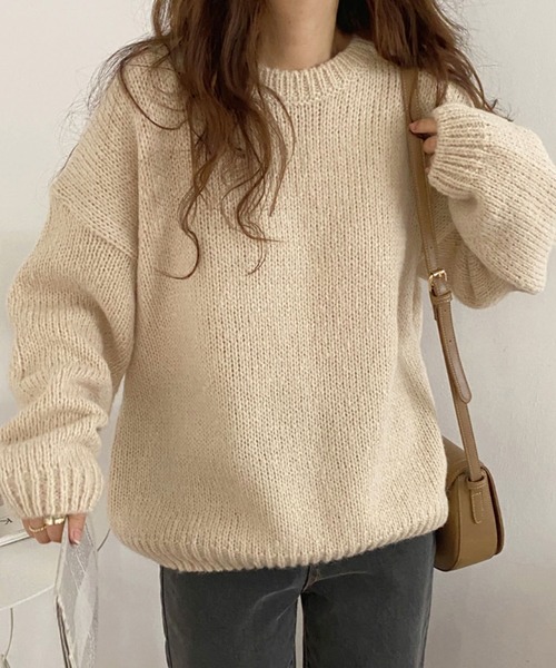 Girly Doll（ガーリードール）の「ニュアンスカラークルーネックニット（ニット/セーター・レディース・ベージュ/ピンク/ライトグリーン/ライトブルー/オレンジ/モカ・FREE）」の16枚目の写真
