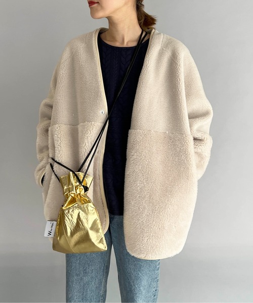 LUGIVA(ルギヴァ)の「ボアxフェイクスエードリバーシブルコート(ムートンコート・レディース・ブラウン/オフホワイト・M)」の3枚目の写真