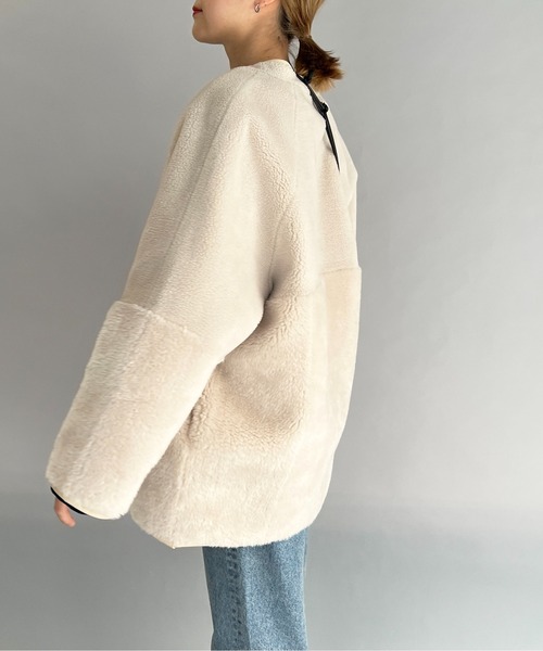 LUGIVA(ルギヴァ)の「ボアxフェイクスエードリバーシブルコート(ムートンコート・レディース・ブラウン/オフホワイト・M)」の7枚目の写真