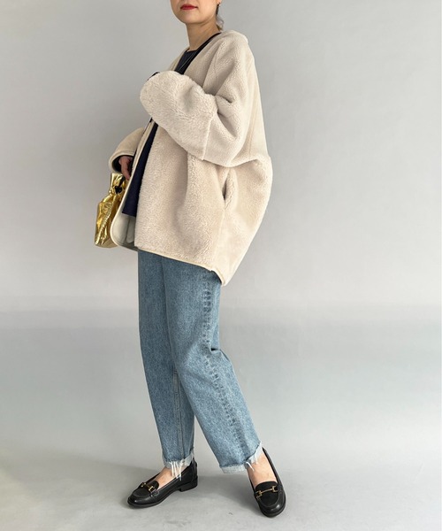 LUGIVA(ルギヴァ)の「ボアxフェイクスエードリバーシブルコート(ムートンコート・レディース・ブラウン/オフホワイト・M)」の12枚目の写真