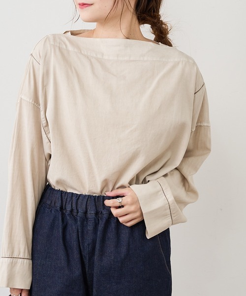 PUAL CE CIN(ピュアルセシン)の「はしご刺繍プルオーバーブラウス(シャツ/ブラウス・レディース・ベージュ/ブルー/モカ/スミクロ・FREE)」の3枚目の写真