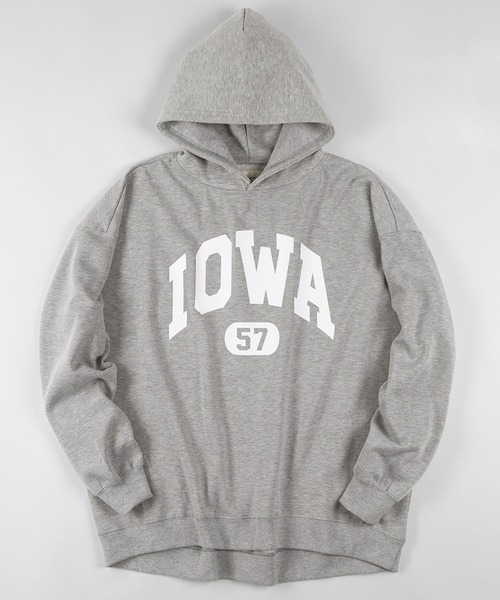 make a ray!（メイク ア レイ！）の「カレッジロゴ オーバーサイズ プリントプルパーカー/フーディー/裏起毛（パーカー・メンズ・ホワイト/ブラック/ベージュ/ネイビー/グレー/ブルー/グリーン/オートミール・M/L/XL）」の4枚目の写真