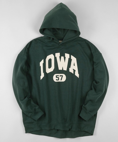 make a ray!（メイク ア レイ！）の「カレッジロゴ オーバーサイズ プリントプルパーカー/フーディー/裏起毛（パーカー・メンズ・ホワイト/ブラック/ベージュ/ネイビー/グレー/ブルー/グリーン/オートミール・M/L/XL）」の7枚目の写真