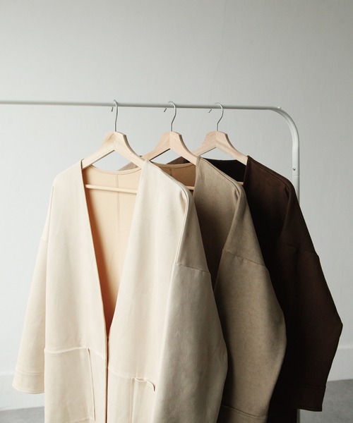 Chillfar（チルファー）の「ノーカラーガウン（ノーカラーコート・レディース・ブラック/ブラウン/グレイッシュベージュ/ベージュ系・FREE）」の4枚目の写真