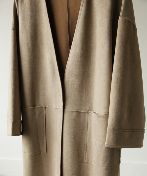 Chillfar（チルファー）の「ノーカラーガウン（ノーカラーコート・レディース・ブラック/ブラウン/グレイッシュベージュ/ベージュ系・FREE）」の6枚目の写真