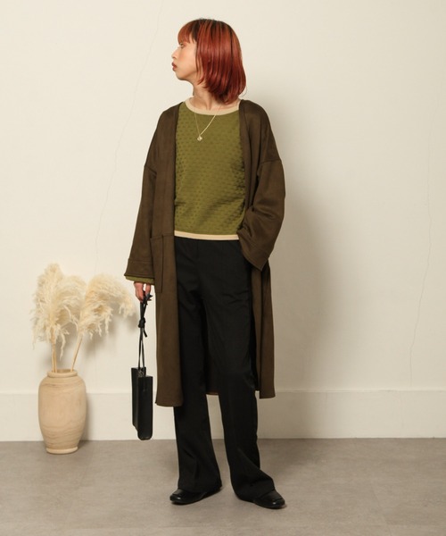 Chillfar（チルファー）の「ノーカラーガウン（ノーカラーコート・レディース・ブラック/ブラウン/グレイッシュベージュ/ベージュ系・FREE）」の20枚目の写真