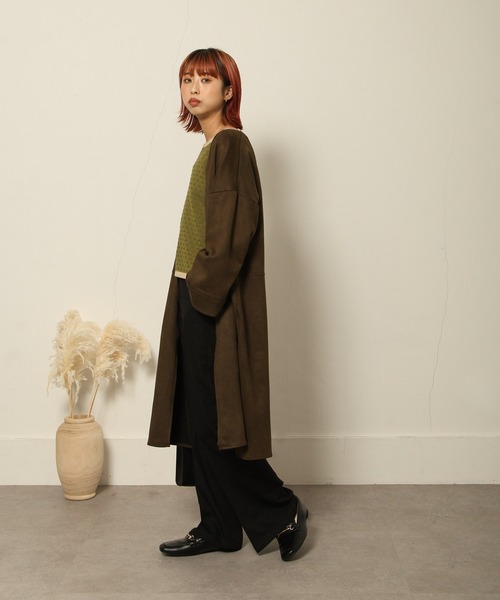 Chillfar（チルファー）の「ノーカラーガウン（ノーカラーコート・レディース・ブラック/ブラウン/グレイッシュベージュ/ベージュ系・FREE）」の22枚目の写真