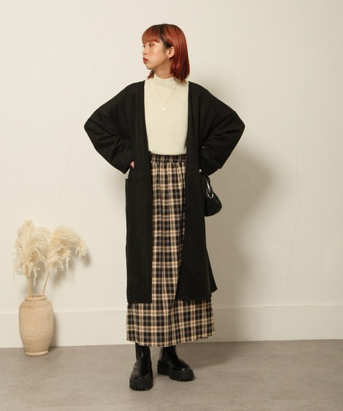 Chillfar（チルファー）の「ノーカラーガウン（ノーカラーコート・レディース・ブラック/ブラウン/グレイッシュベージュ/ベージュ系・FREE）」の14枚目の写真