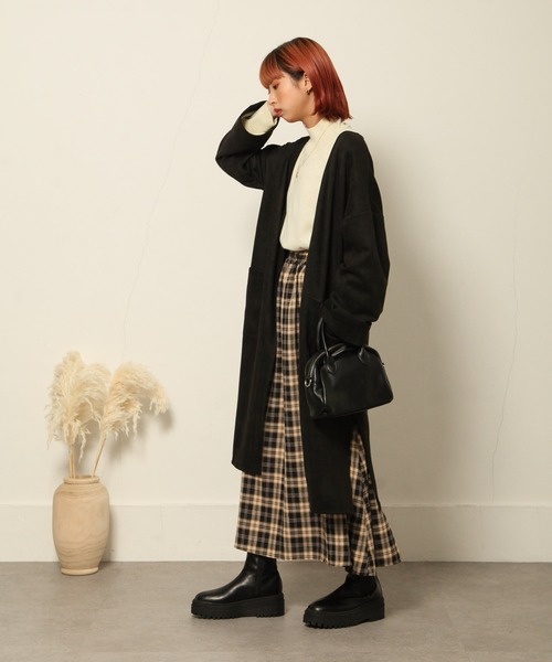 Chillfar（チルファー）の「ノーカラーガウン（ノーカラーコート・レディース・ブラック/ブラウン/グレイッシュベージュ/ベージュ系・FREE）」の15枚目の写真