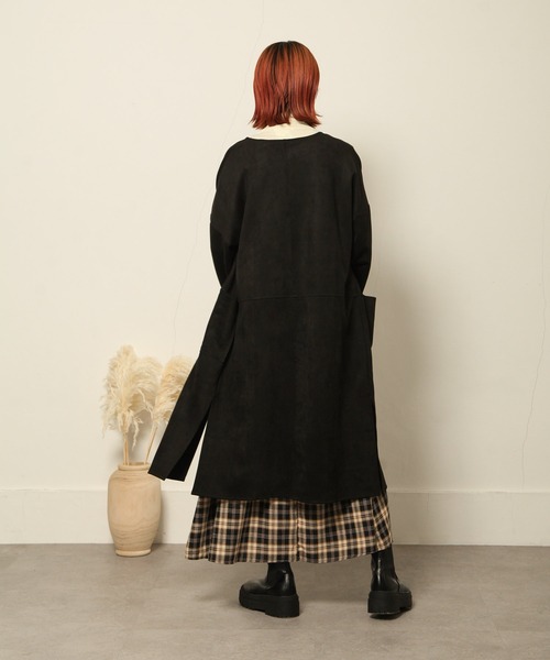 Chillfar（チルファー）の「ノーカラーガウン（ノーカラーコート・レディース・ブラック/ブラウン/グレイッシュベージュ/ベージュ系・FREE）」の16枚目の写真