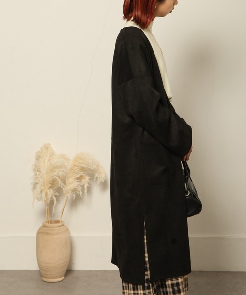 Chillfar（チルファー）の「ノーカラーガウン（ノーカラーコート・レディース・ブラック/ブラウン/グレイッシュベージュ/ベージュ系・FREE）」の17枚目の写真