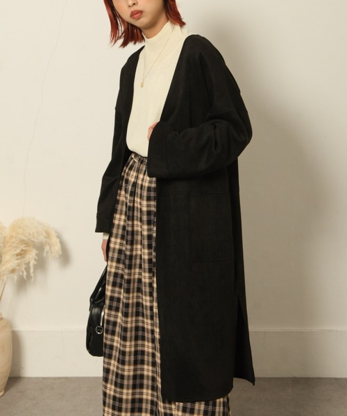 Chillfar（チルファー）の「ノーカラーガウン（ノーカラーコート・レディース・ブラック/ブラウン/グレイッシュベージュ/ベージュ系・FREE）」の19枚目の写真