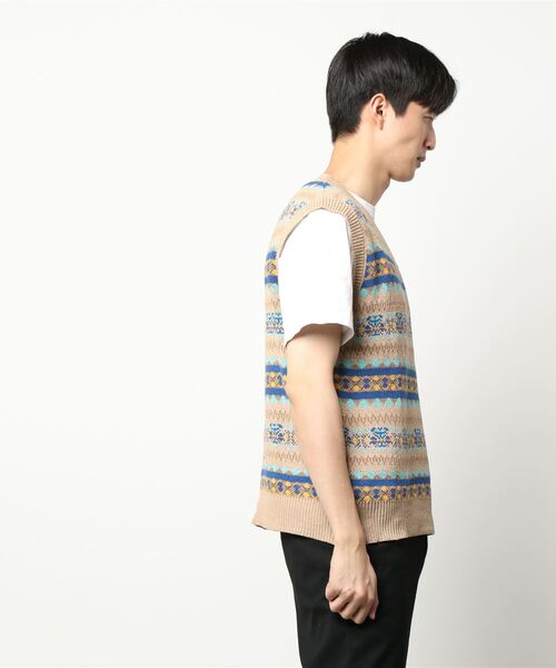 Mimma/Mimaa（ミマ）の「【Mimma/Mimaa】ジャガードニットベスト（ベスト・メンズ・ベージュ/ブルー・FREE）」の15枚目の写真