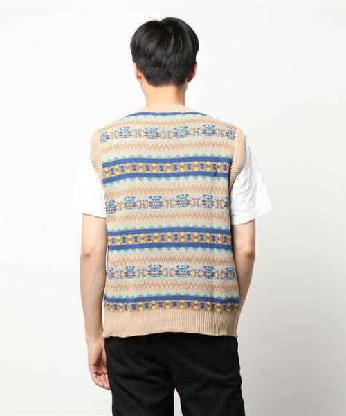 Mimma/Mimaa（ミマ）の「【Mimma/Mimaa】ジャガードニットベスト（ベスト・メンズ・ベージュ/ブルー・FREE）」の16枚目の写真