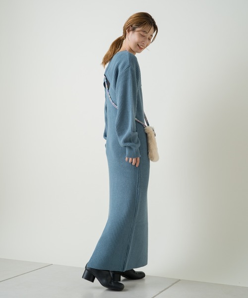 Kastane(カスタネ)の「【SETアイテム】クロップドニット×キャミワンピースSET(ワンピース・レディース・ブルー/ブラック・FREE)」の12枚目の写真