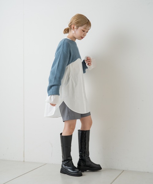 Kastane(カスタネ)の「【SETアイテム】クロップドニット×キャミワンピースSET(ワンピース・レディース・ブルー/ブラック・FREE)」の15枚目の写真