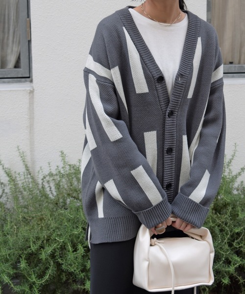 Marient(マリエント)の「スティックニットカーディガン/ユニセックス(ニット/セーター・レディース・ベージュ/ブラック/グレー・FREE)」の1枚目の写真