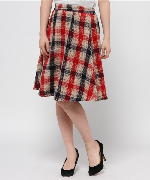 CIAOPANIC（チャオパニック）の「【Ciaopanic】ツイードフレアスカート（スカート・レディース・ブラック/レッド・FREE）」の2枚目の写真