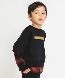 BRANSHES | 【チェックシャツ重ね着風】ボックスロゴトレーナー(スウェット)