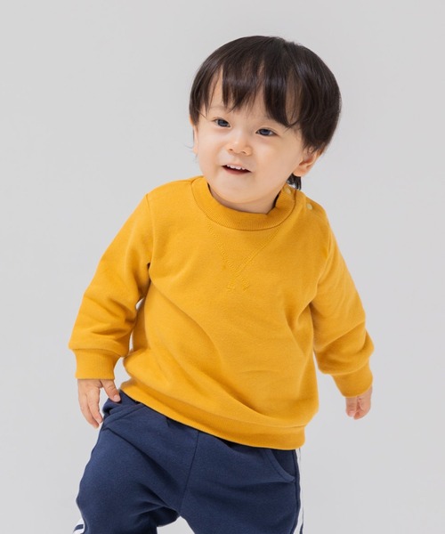 chil2（チルツー）の「裏起毛無地トレーナー（スウェット・キッズ・ホワイト/チャコールグレー/ブラック/ブラウン/ネイビー/ベージュ/カーキ/ワインレッド/マスタード/ピンク/ミント/クリーム/オレンジ系/ブルー/ラベンダー/グリーン・150cm/140cm/130cm/80ｃｍ/90cm/100cm/110cm/120cm）」の13枚目の写真