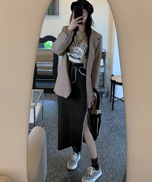 Jewelobe（ジュエローブ）の「ペイントデニムサイドスリットタイトスカート（デニムスカート・レディース・ネイビー/ブラック・M/S）」の18枚目の写真