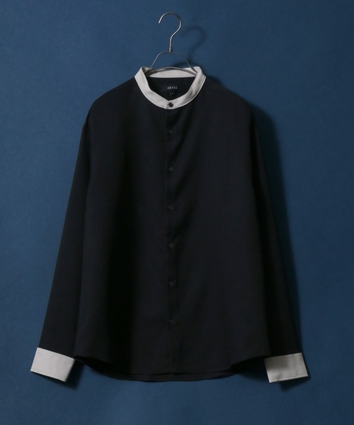 ANPAS（アンパス）の「ANPAS Twill Fabric Oversize Band Collar Shirt/別注 ツイル オーバーサイズ バンドカラーシャツ / 長袖シャツ メンズ（シャツ/ブラウス・メンズ・ホワイト/チャコールグレー/ライトグレー/ブラック/ホワイト系その他/ブラック系その他/ベージュ系その他/グレイッシュベージュ/ワイン・M/L）」の4枚目の写真