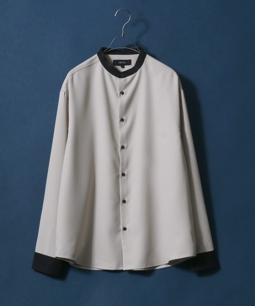 ANPAS（アンパス）の「ANPAS Twill Fabric Oversize Band Collar Shirt/別注 ツイル オーバーサイズ バンドカラーシャツ / 長袖シャツ メンズ（シャツ/ブラウス・メンズ・ホワイト/チャコールグレー/ライトグレー/ブラック/ホワイト系その他/ブラック系その他/ベージュ系その他/グレイッシュベージュ/ワイン・M/L）」の7枚目の写真