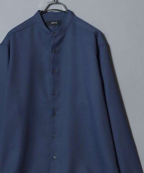 ANPAS(アンパス)の「ANPAS Exclusive Oversized Twill Band-Collar Shirt (Long Sleeve) /アンパス別注 ツイル オーバーサイズ バンドカラー長袖シャツ メンズ(シャツ/ブラウス・メンズ・ホワイト/チャコールグレー/ライトグレー/ブラック/ホワイト系その他/ブラック系その他/ベージュ系その他/グレイッシュベージュ/ワイン/ネイビー/ダークグリーン/マルーン/ブルー・M/L)」の10枚目の写真