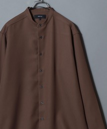 ANPAS Exclusive Oversized Twill Band-Collar Shirt (Long Sleeve) /アンパス別注 ツイル オーバーサイズ バンドカラー長袖シャツ メンズ