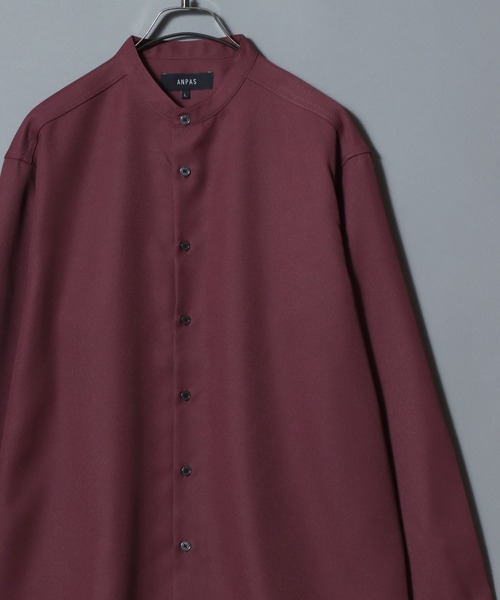 ANPAS(アンパス)の「ANPAS Exclusive Oversized Twill Band-Collar Shirt (Long Sleeve) /アンパス別注 ツイル オーバーサイズ バンドカラー長袖シャツ メンズ(シャツ/ブラウス・メンズ・ホワイト/チャコールグレー/ライトグレー/ブラック/ホワイト系その他/ブラック系その他/ベージュ系その他/グレイッシュベージュ/ワイン/ネイビー/ダークグリーン/マルーン/ブルー・M/L)」の12枚目の写真