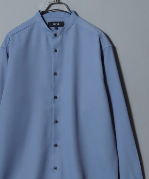 ANPAS(アンパス)の「ANPAS Exclusive Oversized Twill Band-Collar Shirt (Long Sleeve) /アンパス別注 ツイル オーバーサイズ バンドカラー長袖シャツ メンズ(シャツ/ブラウス・メンズ・ホワイト/チャコールグレー/ライトグレー/ブラック/ホワイト系その他/ブラック系その他/ベージュ系その他/グレイッシュベージュ/ワイン/ネイビー/ダークグリーン/マルーン/ブルー・M/L)」の11枚目の写真