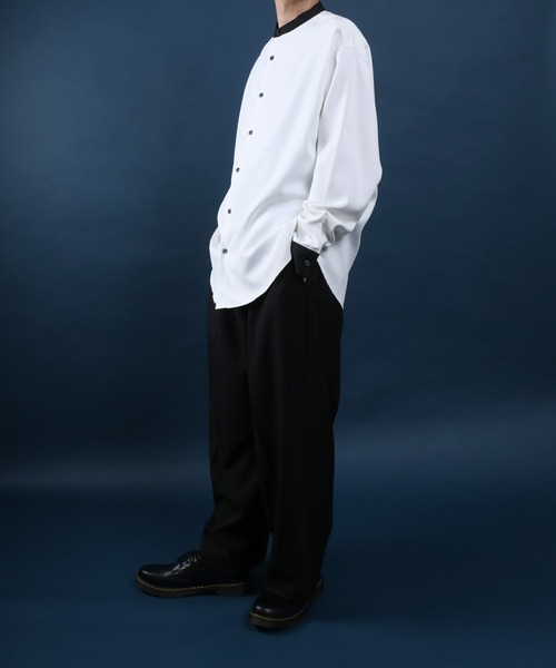 ANPAS（アンパス）の「ANPAS Twill Fabric Oversize Band Collar Shirt/別注 ツイル オーバーサイズ バンドカラーシャツ / 長袖シャツ メンズ（シャツ/ブラウス・メンズ・ホワイト/チャコールグレー/ライトグレー/ブラック/ホワイト系その他/ブラック系その他/ベージュ系その他/グレイッシュベージュ/ワイン・M/L）」の19枚目の写真