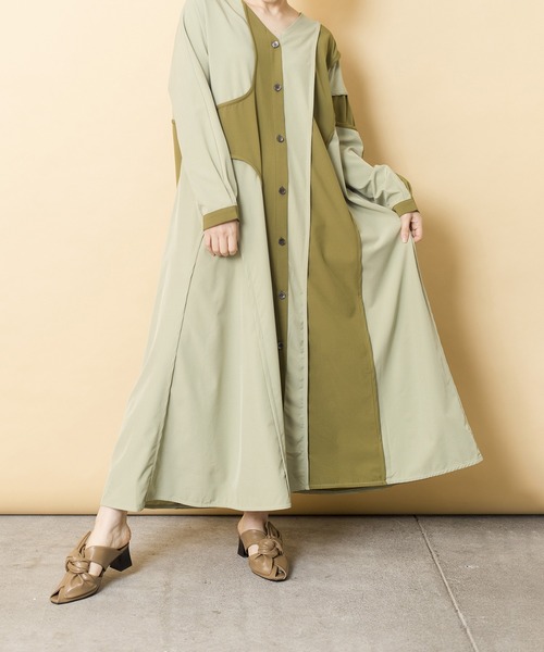 osmosis 2wayシャツワンピース オズモーシス七分袖 ロングワンピース