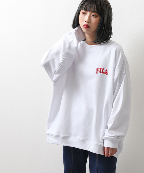 【WEB限定】【FILA】ワンポイント刺繍ユニセックスビッグシルエットトレーナー【ユニセックス】【別注】