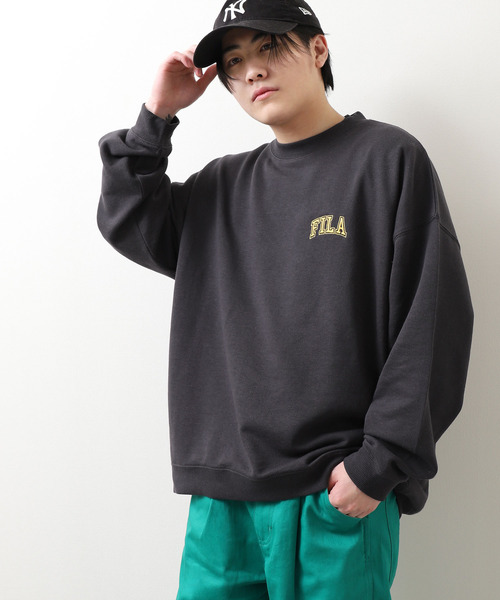 【WEB限定】【FILA】ワンポイント刺繍ユニセックスビッグシルエットトレーナー【ユニセックス】【別注】