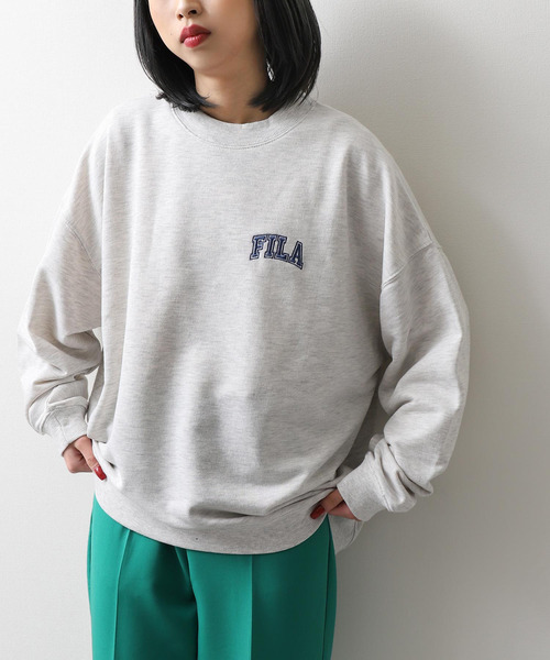 【WEB限定】【FILA】ワンポイント刺繍ユニセックスビッグシルエットトレーナー【ユニセックス】【別注】