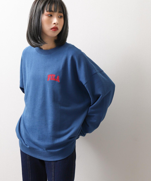 【WEB限定】【FILA】ワンポイント刺繍ユニセックスビッグシルエットトレーナー【ユニセックス】【別注】