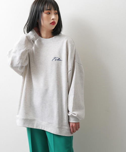 【WEB限定】【FILA】ワンポイント刺繍ユニセックスビッグシルエットトレーナー【ユニセックス】【別注】