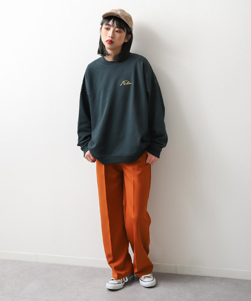 【WEB限定】【FILA】ワンポイント刺繍ユニセックスビッグシルエットトレーナー【ユニセックス】【別注】