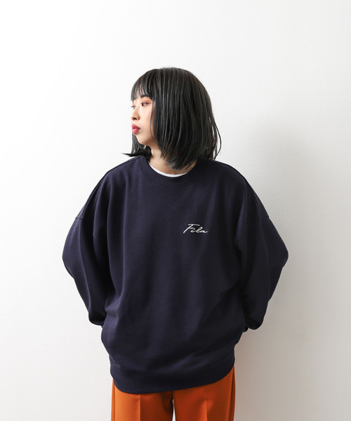 【WEB限定】【FILA】ワンポイント刺繍ユニセックスビッグシルエットトレーナー【ユニセックス】【別注】