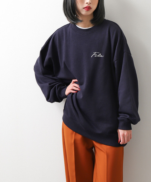 【WEB限定】【FILA】ワンポイント刺繍ユニセックスビッグシルエットトレーナー【ユニセックス】【別注】