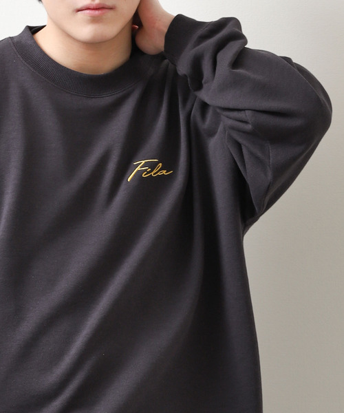 【WEB限定】【FILA】ワンポイント刺繍ユニセックスビッグシルエットトレーナー【ユニセックス】【別注】