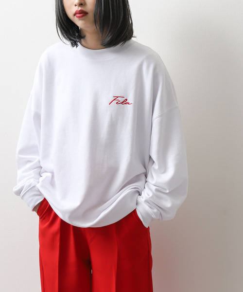【WEB限定】【FILA】ワンポイント刺繍ユニセックスビッグシルエットトレーナー【ユニセックス】【別注】